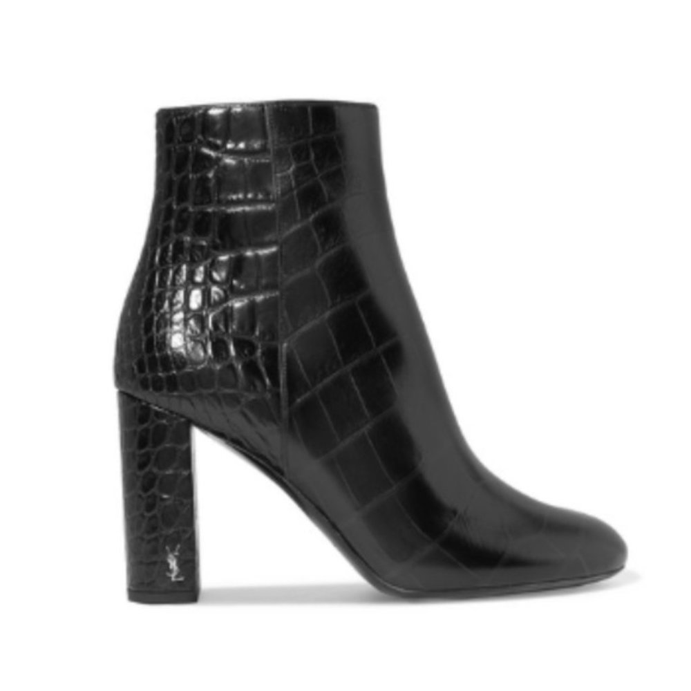 Saint Laurent LouLou Croc-Effect Boots Sz 39.5